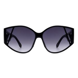 Women’s Oversize Black Round Cat Eye Sunglasses